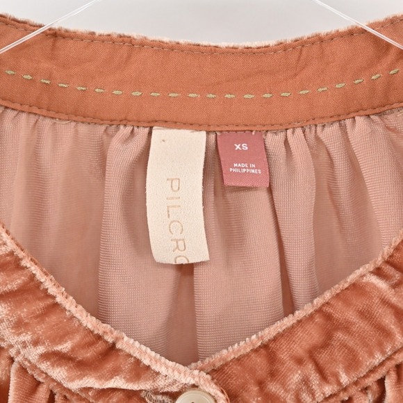 Anthropologie Pilcro Velvet Femme Top Womens Size XS Button Front Pocket Blouse - Picture 6 of 13